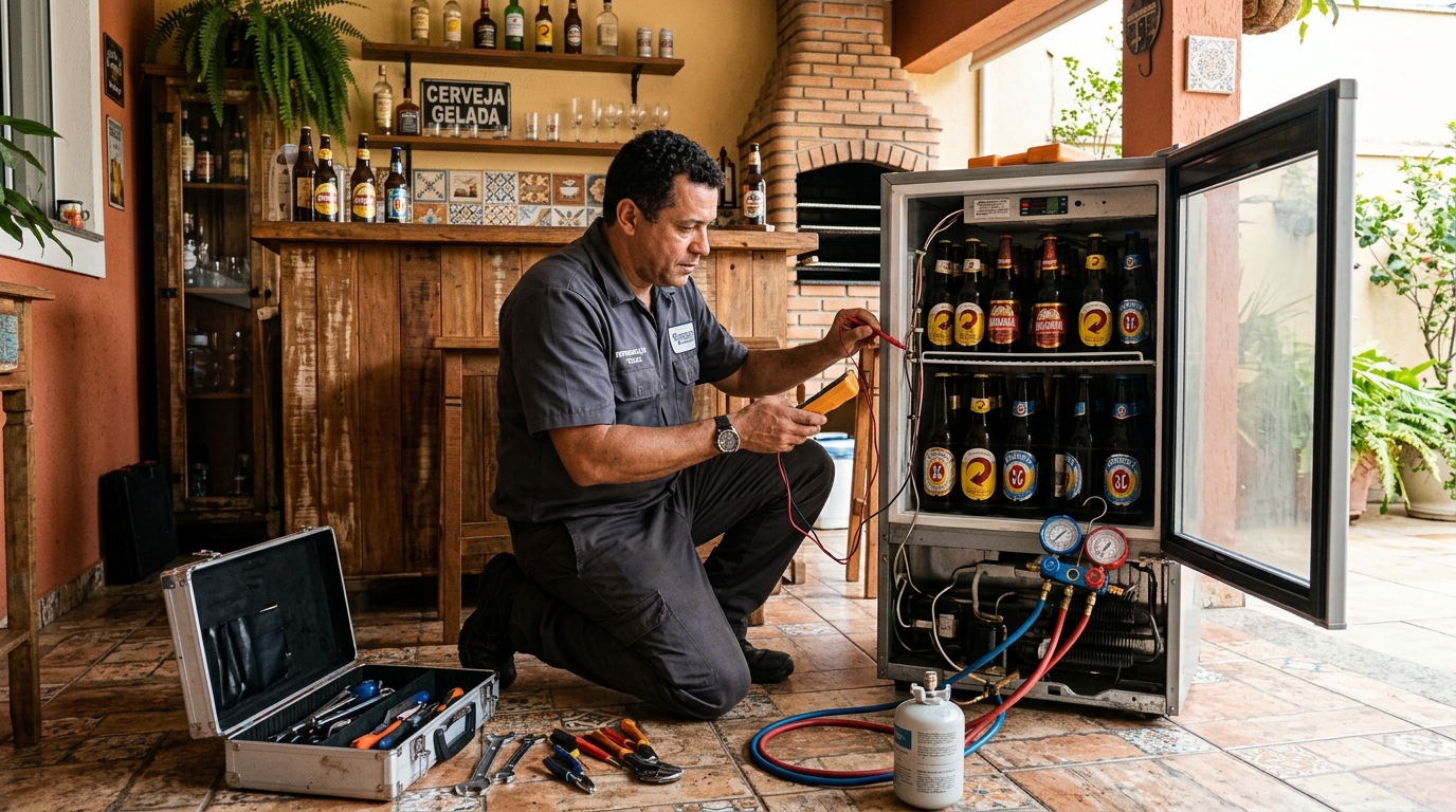 Recarga de gás refrigerante em cervejeira em atendimento em Natal‑RN