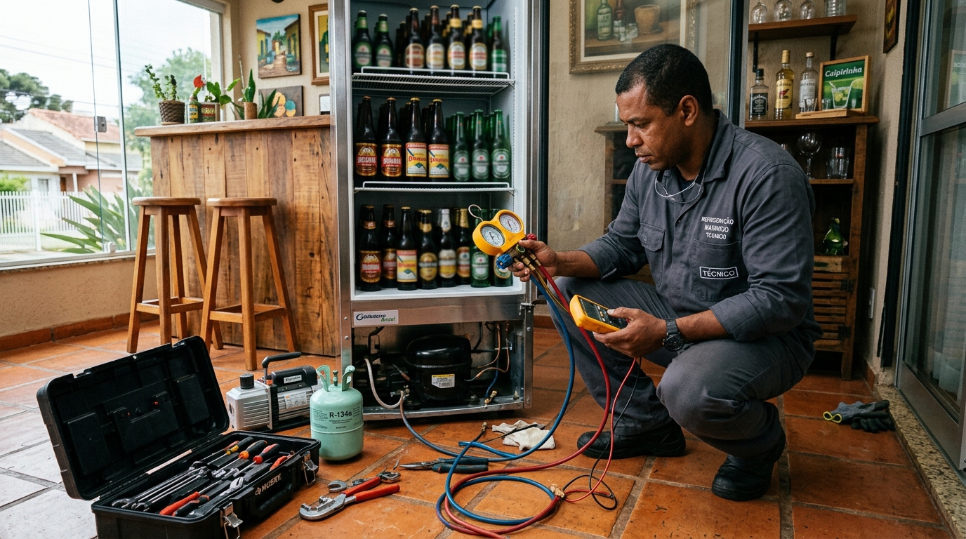 Técnico de conserto de cervejeira em residência em Natal‑RN
